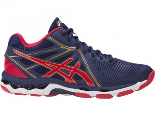 Asics Gel-Netburner Ballistic Shoes For Men Indigo Blue/Red/Gold 307GUFIC